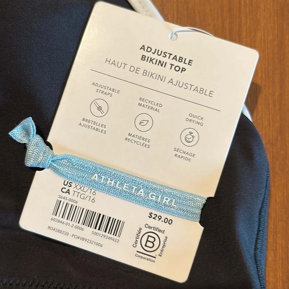 NWT Athleta Girl 2 Piece Adjustable Bikini Top & Reversible Swim Bottom …